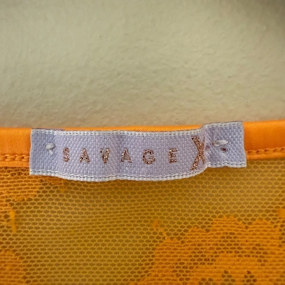 Savage x Fenty Strap Up Long-Sleeve Lace Slip Yellow Amber XS